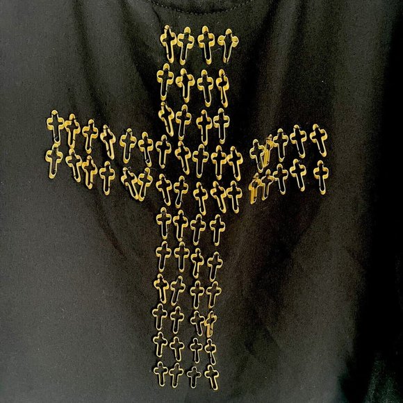 Farm Rio Black Sheer Embellished Cross Cropped Tank Sleeveless Women's - Picture 5 of 7